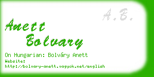 anett bolvary business card